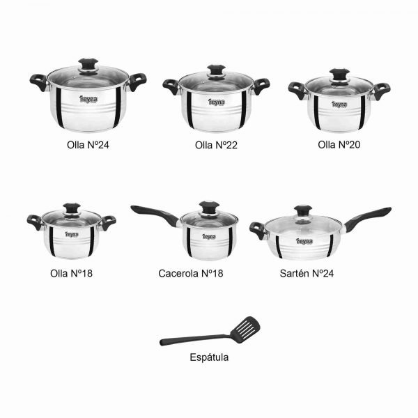 JUEGO OLLAS REYNA CLASSIC 12PZ ACERO INOXIDABLE