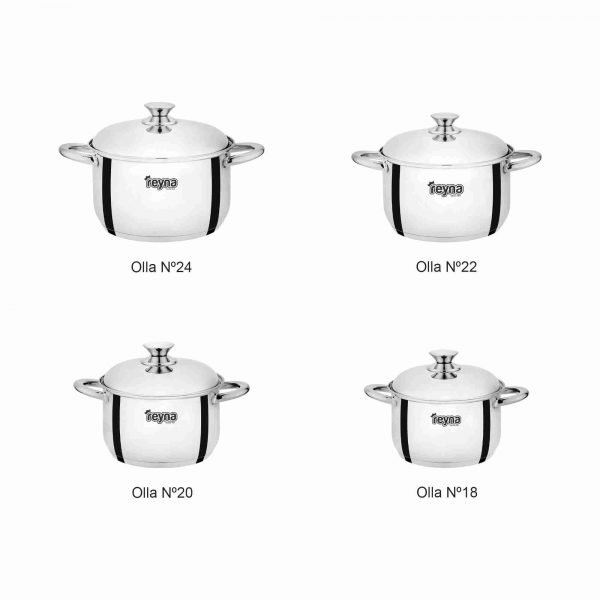 JUEGO DE OLLAS REYNA GOLDEN 8PZ ACERO INOXIDABLE