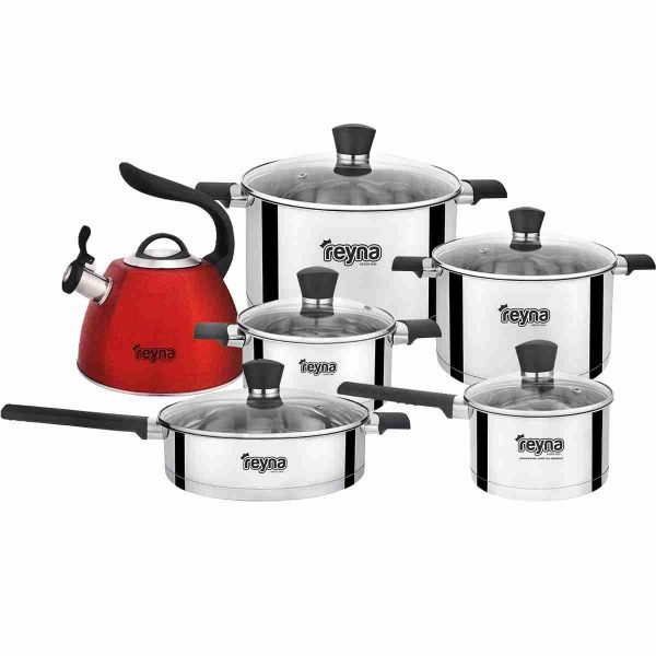 JUEGO DE OLLAS REYNA ELEGANCE 12PZ ACERO INOXIDABLE