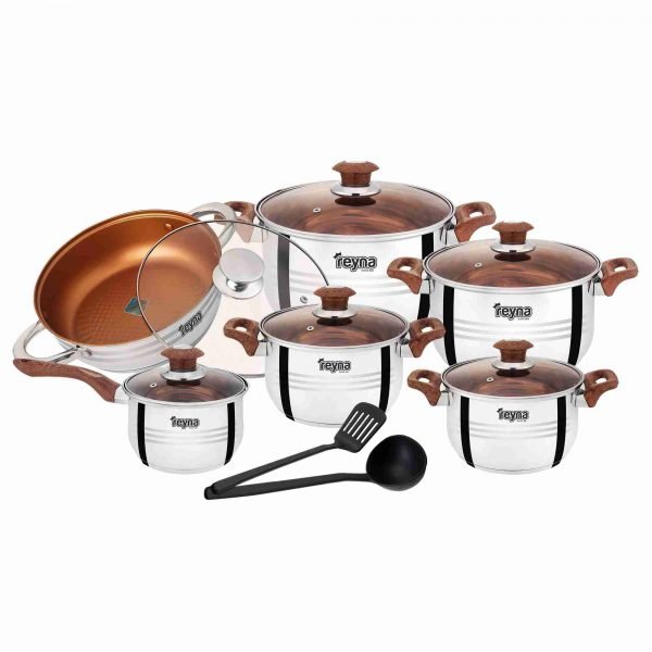 JUEGO DE OLLAS REYNA CRIOLLA 12PZ ACERO INOXIDABLE