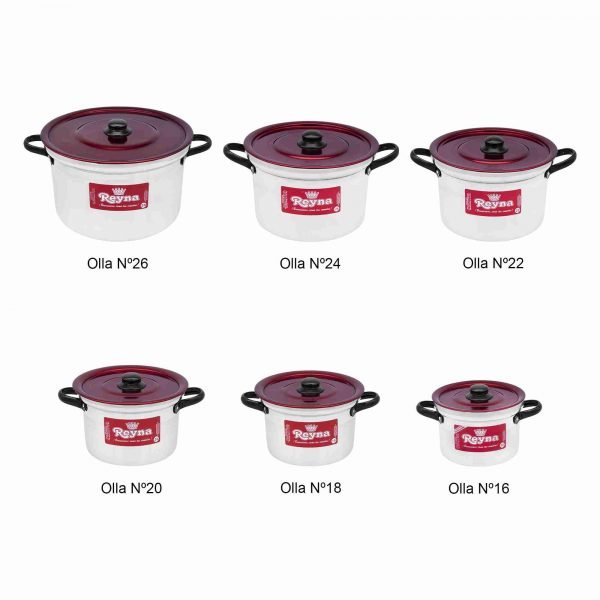 descrip jgo ollas #16-26 t:roja plastif 2 JUEGO DE OLLAS REYNA STANDARD Nº16/26 12PZ