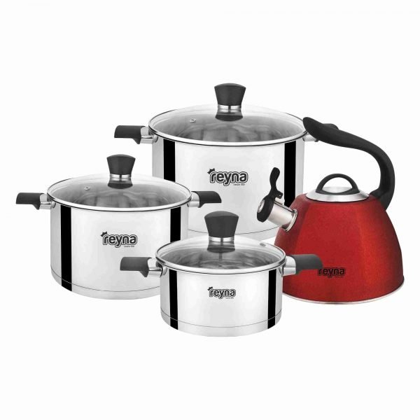 JUEGO DE OLLAS ELEGANCE 8PZ ACERO INOXIDABLE