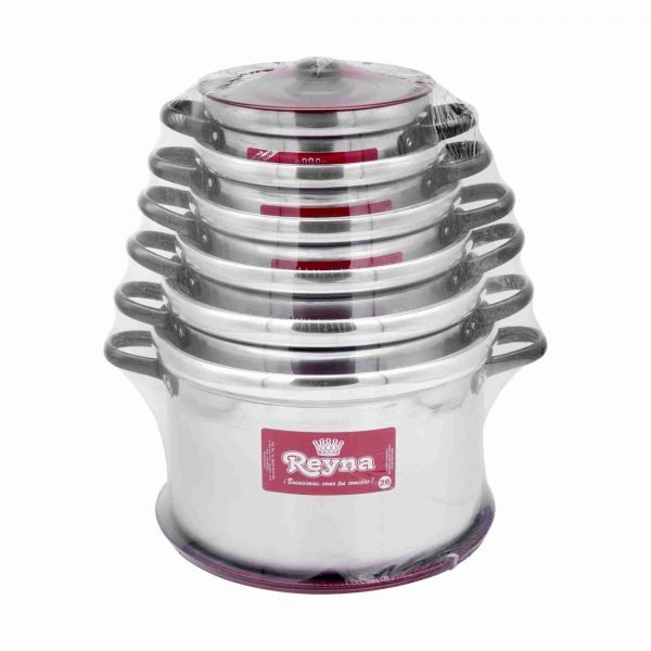 jgo ollas #16-26 t:roja plastif JUEGO DE OLLAS REYNA STANDARD Nº16/26 12PZ