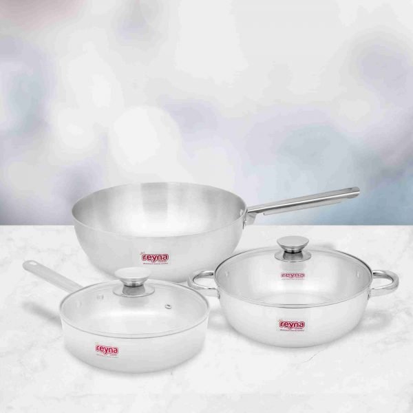 JUEGO PARA FREIR WOK SARTEN Y PEROL JUEGO PARA FREIR SARTÉN + PEROL + WOK REYNA