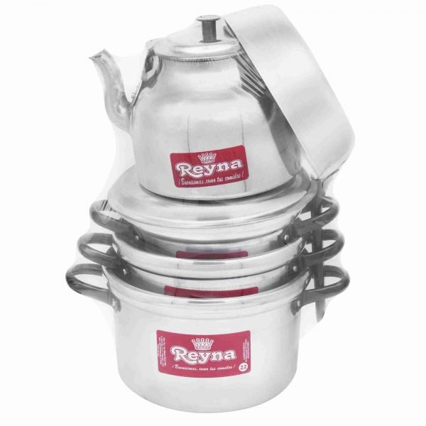 SET DE OLLAS REYNA X5 9PZ CON SARTEN Y TETERA