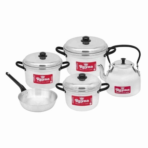 SET DE OLLAS REYNA X5 9PZ CON SARTEN Y TETERA