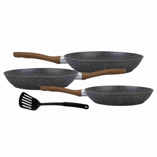 SARTENES PETRA negra JUEGO DE SARTENES REYNA PETRA 4PZ ROCA VOLCÁNICA
