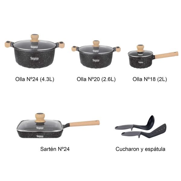 JUEGO OLLAS REYNA DAKOTA 10PZ ROCA VOLCÁNICA