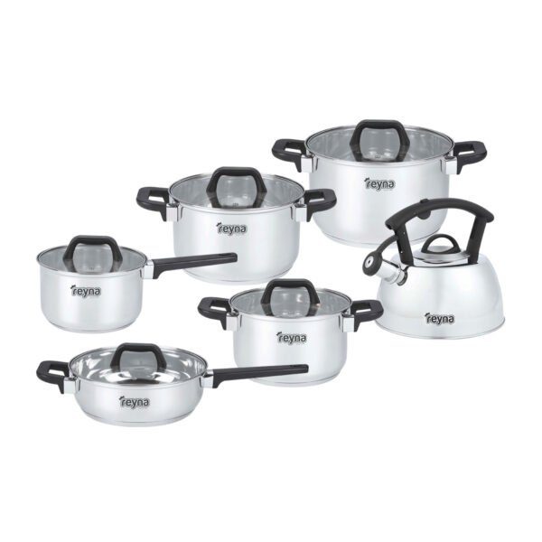 Juego-ollas-magic-negra JUEGO DE OLLAS REYNA MAGIC ACERO INOXIDABLE