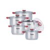 Juego-ollas-smart-rojo JUEGO DE OLLAS REYNA SMART ACERO INOXIDABLE 10PZ TAPA VIDRIO TEMPLADO