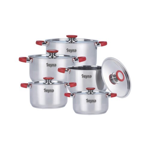 JUEGO DE OLLAS REYNA SMART ACERO INOXIDABLE 10PZ TAPA ACERO INOXIDABLE
