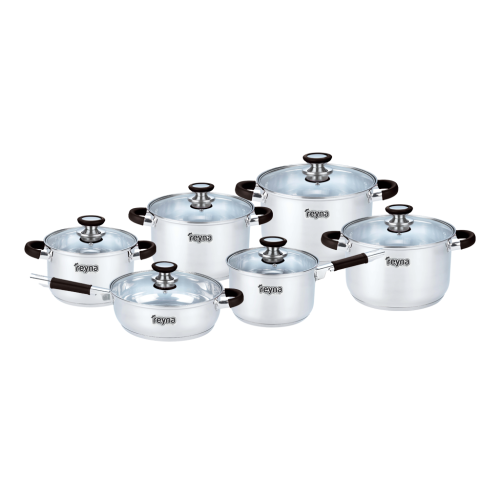 JUEGO DE OLLAS PROFESSIONAL PLUS 12 PZ ACERO INOXIDABLE