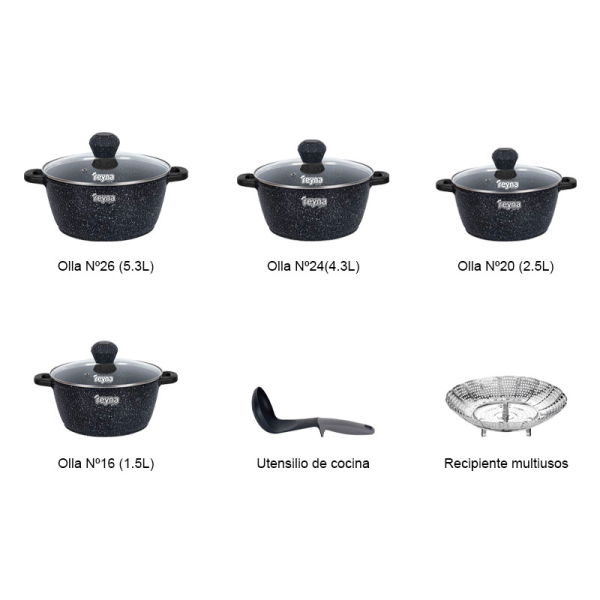 JUEGO OLLAS REYNA SMART 12PZ ROCA VOLCÁNICA