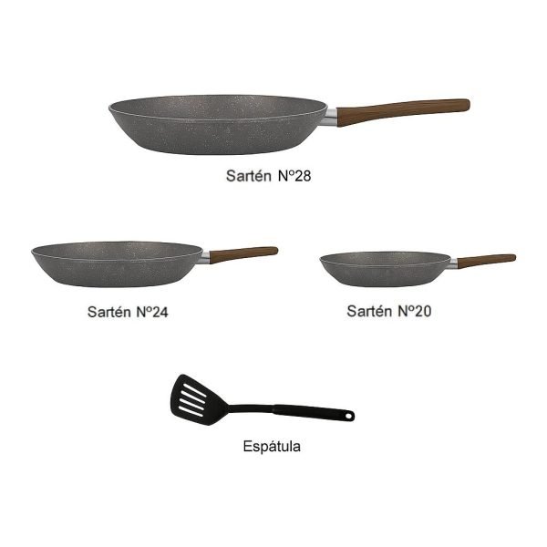 JUEGO DE SARTENES REYNA PETRA 4PZ ROCA VOLCÁNICA